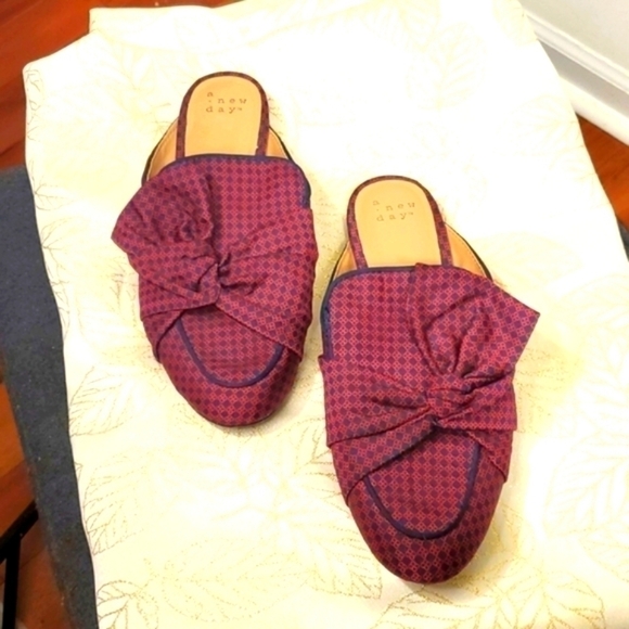 Purple Natalee Bow Loafer Mule Flats Size 8 - Picture 2 of 12